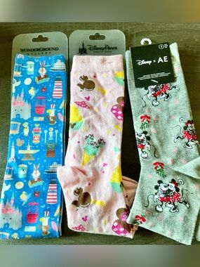 Authentic Disney Parks Socks - 2 Pairs + bonus AE collab pair
